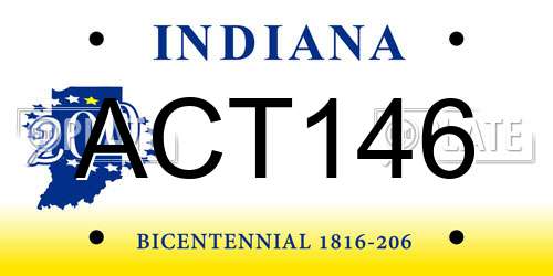 ACT146 Indiana License Plate