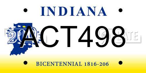 ACT498 Indiana License Plate