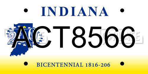 ACT8566 Indiana License Plate
