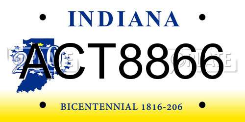 ACT8866 Indiana License Plate