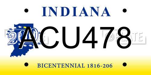 ACU478 Indiana License Plate