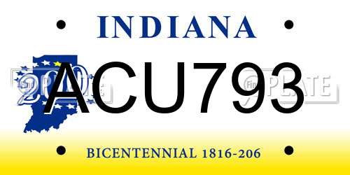 ACU793 Indiana License Plate