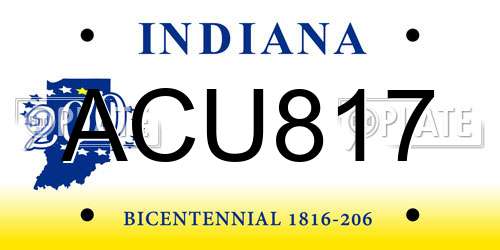 ACU817 Indiana License Plate