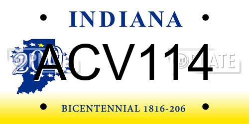 ACV114 Indiana License Plate