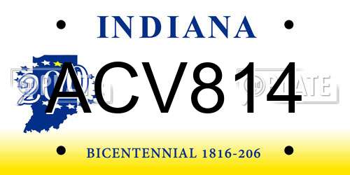ACV814 Indiana License Plate