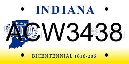 ACW3438 Indiana License Plate