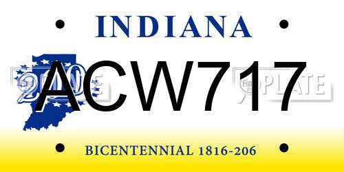 ACW717 Indiana License Plate