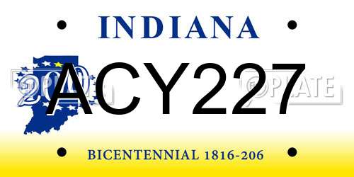 ACY227 Indiana License Plate