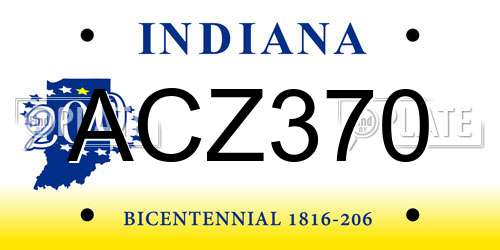 ACZ370 Indiana License Plate