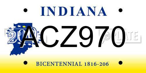 ACZ970 Indiana License Plate