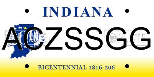 ACZSSGG Indiana License Plate