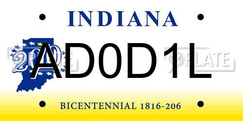 AD0D1L Indiana License Plate