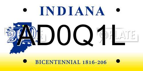AD0Q1L Indiana License Plate