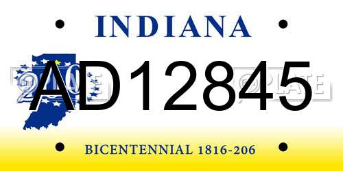 AD12845 Indiana License Plate