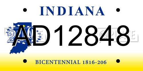 AD12848 Indiana License Plate