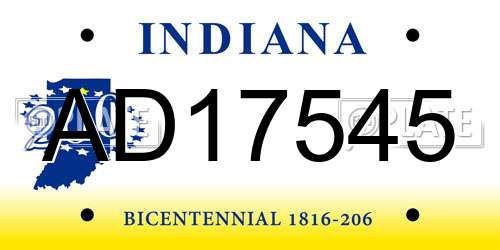 AD17545 Indiana License Plate