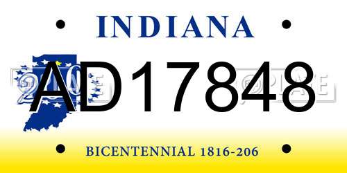 AD17848 Indiana License Plate