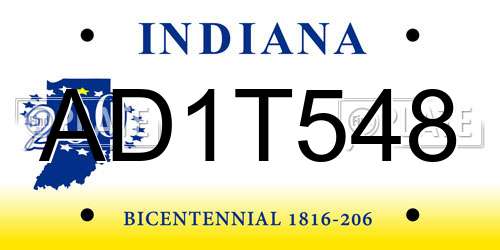 AD1T548 Indiana License Plate
