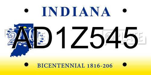 AD1Z545 Indiana License Plate