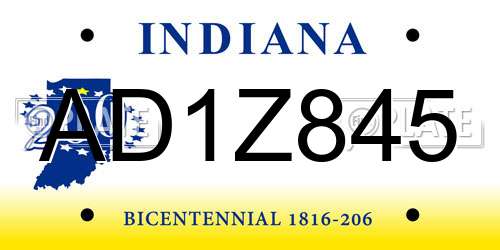 AD1Z845 Indiana License Plate