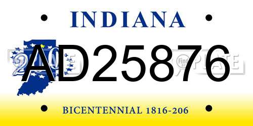 AD25876 Indiana License Plate