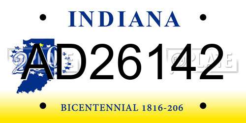 AD26142 Indiana License Plate