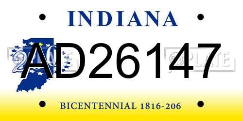 AD26147 Indiana License Plate