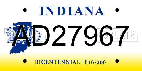 AD27967 Indiana License Plate