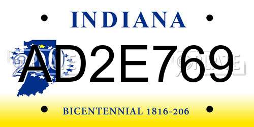 AD2E769 Indiana License Plate