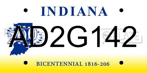 AD2G142 Indiana License Plate