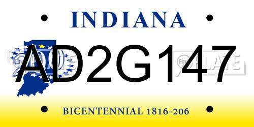 AD2G147 Indiana License Plate