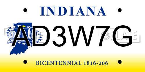 AD3W7G Indiana License Plate