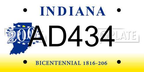 AD434 Indiana License Plate