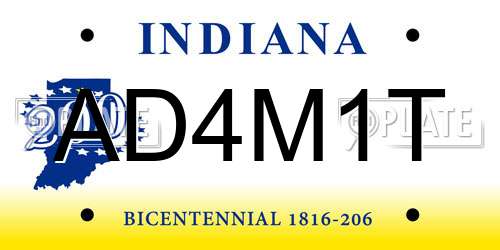 AD4M1T Indiana License Plate