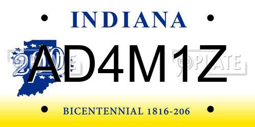 AD4M1Z Indiana License Plate