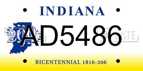 AD5486 Indiana License Plate