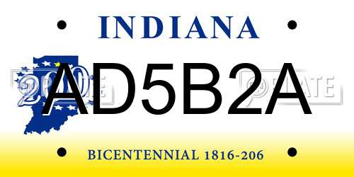 AD5B2A Indiana License Plate