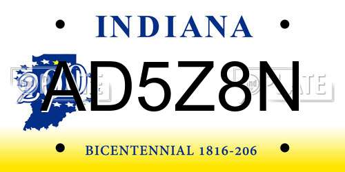 AD5Z8N Indiana License Plate