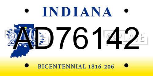 AD76142 Indiana License Plate