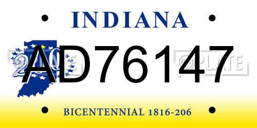 AD76147 Indiana License Plate