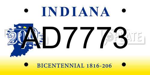 AD7773 Indiana License Plate