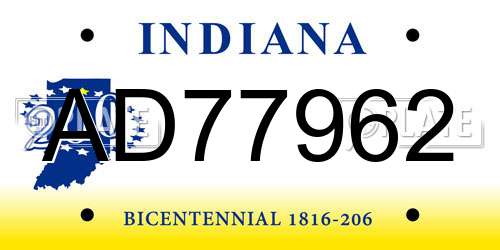 AD77962 Indiana License Plate