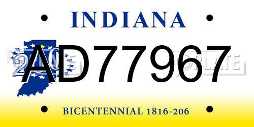 AD77967 Indiana License Plate
