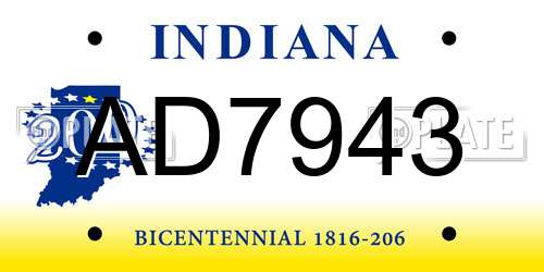 AD7943 Indiana License Plate