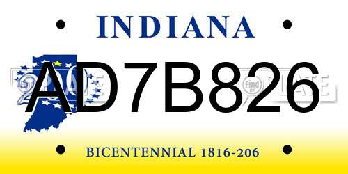 AD7B826 Indiana License Plate