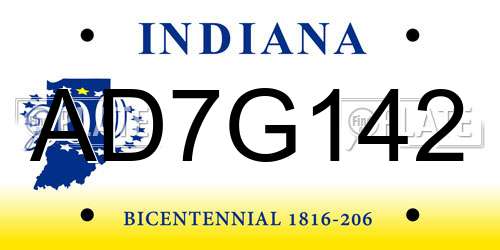 AD7G142 Indiana License Plate