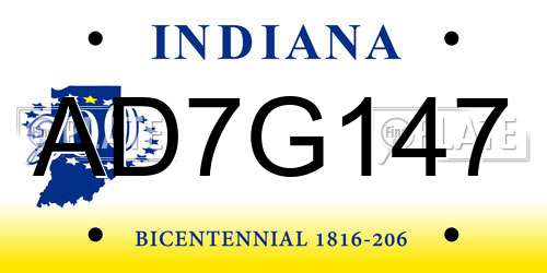 AD7G147 Indiana License Plate