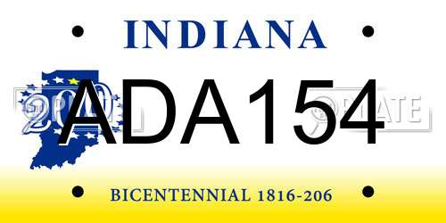 ADA154 Indiana License Plate