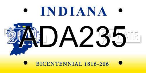 ADA235 Indiana License Plate