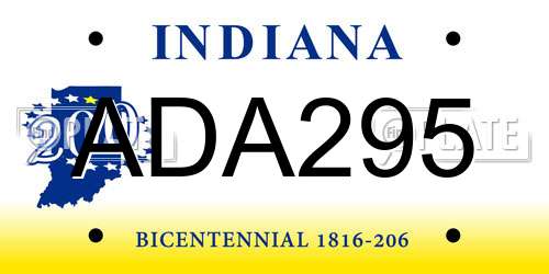 ADA295 Indiana License Plate